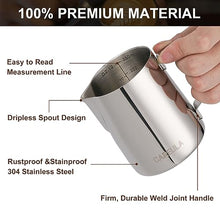 Load image into Gallery viewer, Milk Frothing Pitcher 12oz, Milk Frother Cup Steaming Pitcher Steamer Milk Jug Cup for Latte Art, Coffee Machine Espresso Accessories Barista Tools