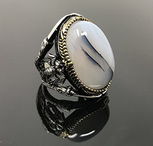 Load image into Gallery viewer, KAR Rare 925K STERLING SILVER Yemeni AGATE(Aqeeq) Large MEN'S RING USA SELLER P5B (12)