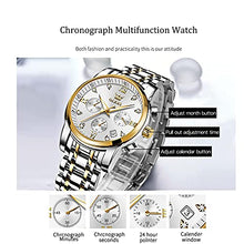 Load image into Gallery viewer, OLEVS Male Wrist Watches, Analog Quartz Business Stainless Steel Waterproof Luminous Watches Luxury Casual Classic Glamour White Big Diamond Dial Date Multi-Function Chronograph Watches for Man