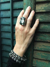 Load image into Gallery viewer, Large Rectangle Ring with Swarovski Crystal in Black Diamond