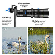 Load image into Gallery viewer, Apexel HD 20-40X Zoom Lens with Tripod Telephoto Mobile Phone Lens Telescope for iPhone Samsung Other Smartphones Hunting Camping Sports