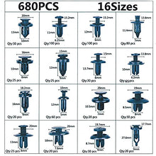 Load image into Gallery viewer, Kurala 680 PCS Car Push Retainer Clips 16 Most Popular Sizes Nylon Bumper Push Fasteners Rivet Clips Replacement Kit