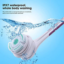 Load image into Gallery viewer, SoulBay Electric Body Brush with 5 Attachments: Rechargeable Back Brush IPX7 Long Handle Exfoliating Spin Scrubber for Shower Bathing Cleansing Wash Deep Cleaning