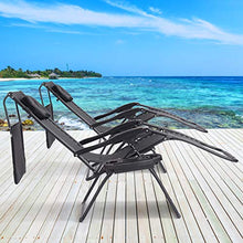 Load image into Gallery viewer, Goplus Folding Zero Gravity Lounge Chair Wide Recliner for Outdoor Beach Patio Pool w/Shade Canopy (Black Zero Gravity Chair)