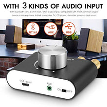 Load image into Gallery viewer, Nobsound Mini Bluetooth Power Amplifier; Stereo Hi-Fi Digital Amp 2.0 Channel 50W×2 with AUX/USB/Bluetooth Input; Wireless Audio Receiver; PC Sound Card with Power Supply (Black)
