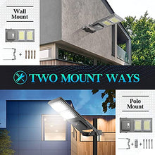 Load image into Gallery viewer, LOVUS 100W Commercial Solar Street Light Dusk to Dawn with Radar Sensor and Remote Control, Two Mount Ways Wall/Pole, IP65 Waterproof Solar Lights for Garden,Parking Lot