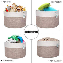 Load image into Gallery viewer, Mintwood Design Extra Large 22 x14 Inches Decorative Woven Cotton Rope Basket, Laundry Basket, Blanket Basket, Baby and Dog Toy Storage Baskets Bin, Kid Laundry Hamper, Towel Basket