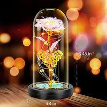 Load image into Gallery viewer, HOMILY Galaxy Rose Flower Gift for Her, Forever Rose Light Up in Glass Dome, Gifts for Valentine’s Day, Birthday and Wedding Anniversary