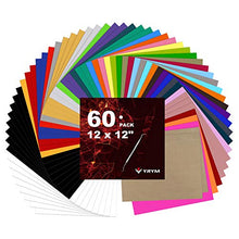 Load image into Gallery viewer, YRYM HTV Heat Transfer Vinyl Bundle:60 Pack 12" x 12" Iron on Vinyl with 35 Popular Colors HTV Vinyl Bundle Easy Cut and Weeding Suitable for Cricut, Silhouette Cameo or Heat Press Machine