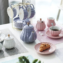 Load image into Gallery viewer, Sweejar hualisi Porcelain Sets British Royal Series, 8 OZ Cups& Saucer Service for 6, with Teapot Sugar Bowl Cream Pitcher Teaspoons Strainer for Tea/Coff, 22 Piece