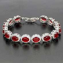 Load image into Gallery viewer, HERMOSA Oval Ladies Tennis Bracelet Sapphire Ruby Emerald White Topaz Silver 7 inch (Ruby)