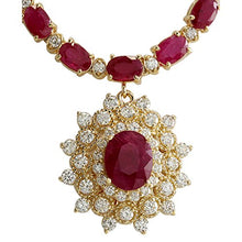 Load image into Gallery viewer, 40.45 Carat Natural Red Ruby and Diamond (F-G Color, VS1-VS2 Clarity) 18K Yellow Gold Luxury Necklace for Women Exclusively Handcrafted in USA