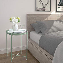 Load image into Gallery viewer, EKNITEY End Table,Folding Metal Side Table Waterproof Small Coffee Table Sofa Side Table with Removable Tray for Living Room Bedroom Balcony and Office (Atrovirens)