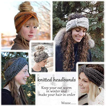 Load image into Gallery viewer, Woeoe Warm Winter Headbands Pink Knitted Turban Head Wraps Wide Crochet Stretchy Ear Warmer Soft Stretch Head Scarfts for Women and Girls