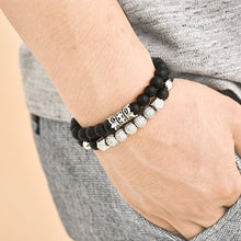 Load image into Gallery viewer, WFYOU 8mm Charm Beads Bracelet for Men Women Black Matte Onyx Natural Stone Beads, 7.5"