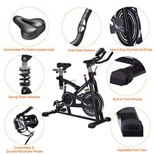Load image into Gallery viewer, IDEER LIFE Indoor Cycling Bike Stationary Exercise Bike for Home Cardio Workout Smooth Belt Drive with Hand Pulse Sensor/LCD Display/Tablet Mount/Comfortable Seat Cushion(Black09060)