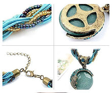 Load image into Gallery viewer, Harlorki Women's Retro Bohemian Style Turquoise Rhinestone Pendant Collar Chain Necklace