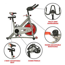 Load image into Gallery viewer, Sunny Health & Fitness Pro II Indoor Cycling Bike with Device Mount and Advanced Display – SF-B1995, Silver
