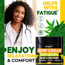 Load image into Gallery viewer, Natural Hemp Cream for Discomfort in Joints, Hips, Back, Neck, Knees, Elbows - Maximum Strength with American Quality - Hemp Oil Extract Gel Infused with Msm, Emu Oil, Arnica - Good for Skin Health