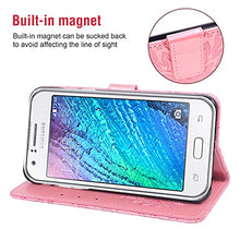 Load image into Gallery viewer, Phone Case for Samsung Galaxy J1 2016/Amp 2/Express 3/Luna Wallet Cases with Tempered Glass Screen Protector Leather Slim Flip Cover Card Holder Stand Accessories Glaxay Amp2 SM-J120A Women Rose Gold