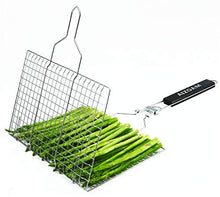 Load image into Gallery viewer, AIZOAM Portable Stainless Steel BBQ Barbecue Grilling Basket for Fish,Vegetables, Shrimp,and Small Flat Sea Food .Great Useful BBQ Tool.-【Bonus Additional Sauce Brush and 50 Natural Bamboo Skewers 】