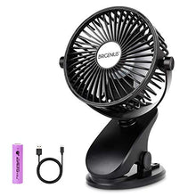 Load image into Gallery viewer, BRIGENIUS Battery Operated Clip on Stroller Fan, Portable Mini Desk Fan Rechargeable, USB Powered Clip Fan for Baby Stroller Office Outdoor Travel, Black