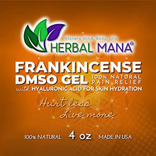 Load image into Gallery viewer, Frankincense DMSO Gel with Hyaluronic Acid | 99.995% Pure Pharma Grade DMSO, Organic Aloe Vera | Natural Pain Relief for Arthritis, Joint, Back, Hand, Feet, Knee & Neck + Anti-Inflammatory (4 oz)