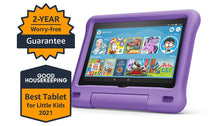 Load image into Gallery viewer, Fire HD 8 Kids tablet, 8" HD display, ages 3-7, 32 GB, includes a 1-year subscription to Amazon Kids+ content, Purple Kid-Proof Case, (2020 release)