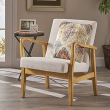 Load image into Gallery viewer, Christopher Knight Home Isaac Mid Century Modern Fabric Arm Chair, Ivory, Walnut