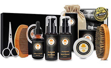 Load image into Gallery viewer, Upgraded Beard Grooming Kit w/Beard Conditioner,Beard Oil,Beard Balm,Beard Brush,Beard Shampoo/Wash,Beard Comb,Beard Scissors,Storage Bag,Beard E-Book,Beard Growth Care Gifts for Men
