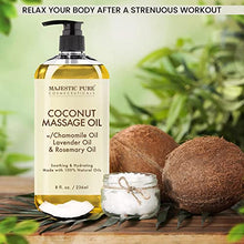 Load image into Gallery viewer, MAJESTIC PURE Sore Muscle Massage Oil, Coconut Massage Oil, Rose Massage Oil, and Eucalyptus Mint Massage Oil (8 fl oz Each) Bundle
