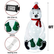 Load image into Gallery viewer, Lulu Home Christmas Collapsible Polar Bear Decoration, 6 Ft 200 LED Christmas Lighted Polar Bear Ornaments with Clear Lights, Plug-in Christmas Light Up Polar Bear Indoor Outdoor Yard Holiday Decor