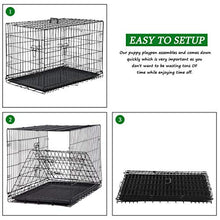 Load image into Gallery viewer, Vnewone Large Dog Crate Dog Cage Medium Dog Kennel Animal Pet Crate Pet Cage Metal Wire Double Door Folding Fully Equipped Outdoor Indoor with Plastic Tray and Handle (48")