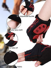 Load image into Gallery viewer, 2 Pairs Mens Cycling Gloves Mountain Bike Gloves Half Finger Breathable Motorcycle Road Bicycle Gloves Shock-Absorbing Non-Slip Sports Gloves for Men Women Unisex (Black and Red, Large)
