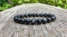 Load image into Gallery viewer, good luck gift 8mm Stretchable Black Black Moonstone Bracelet Round, Smooth 7" for mens, womens, gf, bf & Adult.