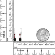 Load image into Gallery viewer, Gem Stone King 1.08 Ct Oval Black Onyx Red Created Ruby 10K White Gold Earrings