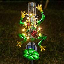 Load image into Gallery viewer, Litake Frog Rain Gauge Outdoor Decorative Metal Solar Rain Gauges Stake for Garden Yard, 6 Inch Capacity Plastic Tube and LED Light