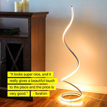 Load image into Gallery viewer, Brightech Allure - 32” Bright LED Spiral Lamp Gets Compliments - Modern Curved Pole Light for Bedrooms & Living Rooms - Floor Standing/End Table Lamp with Built In Dimmer Switch - Platinum