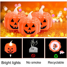 Load image into Gallery viewer, Halloween Pumpkin Lights Flameless Candles - Luminicious Flickering, Operated LED Pumpkin Light for Holiday Theme Parties Decor - 12 Pack