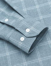 Load image into Gallery viewer, Tinkwell Men's Casual Dress Shirt Button Down Shirts Long Sleeve Plaid Work Shirt Blue S
