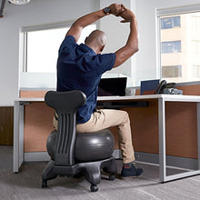 Load image into Gallery viewer, Gaiam Classic Balance Ball Chair – Exercise Stability Yoga Ball Premium Ergonomic Chair for Home and Office Desk with Air Pump, Exercise Guide and Satisfaction Guarantee, Blue