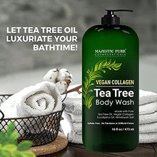 Load image into Gallery viewer, MAJESTIC PURE Tea Tree Body Wash with Collagen - Helps Nail Fungus, Athletes Foot, Ringworms, Jock Itch, Acne, Eczema & Body Odor - Soothes Itching - (Packaging May Vary), Set of 2, 16 fl oz