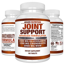Load image into Gallery viewer, Glucosamine Chondroitin Turmeric MSM Boswellia - Joint Support Supplement for Relief 180 Tablets - Arazo Nutrition