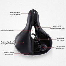 Load image into Gallery viewer, IPOW Comfort Bike Seat for Women or Men, Bicycle Saddle Replacement Padded Soft High Density Memory Foam with Dual Shock Absorbing Rubber Balls Suspension Universal Fit for Indoor/Outdoor Bikes, Black