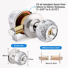 Load image into Gallery viewer, LOQRON Crystal Door Knobs with Lock and Keys, Glass Door Knobs with Privacy Lock, Luxurious Diamond Door Knob, Classic Interior Glass Door Knobs for Bedroom Bathroom Closet – Stain Nickel, 1 Pack