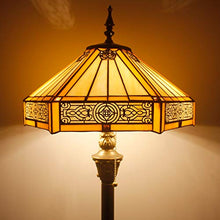 Load image into Gallery viewer, Tiffany Floor Lamp Yellow Hexagon Stained Glass Lampshade Mission Style Coffee Table Reading Lamps Antique Base Lighting W16 H64 Inch Living Room Bedroom Bookcase Bedside Desk S011 WERFACTORY