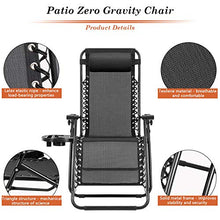 Load image into Gallery viewer, Tuoze Zero Gravity Chairs Adjustable Outdoor Folding Lounge Patio Chairs with Pillow Recliners for Poolside, Beach, Yard Set of 2 (Black)
