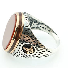 Load image into Gallery viewer, KAR 925K Stamped Sterling Silver Agate (Aqeeq) Ottoman Men's Ring K51C (8)