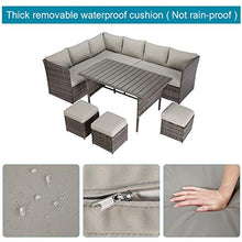 Load image into Gallery viewer, U-MAX Patio Furniture Sets 7 Pieces Outdoor Conversation Set All Weather Wicker Sectional Sofa Couch Dining Table Chair with Ottoman (Gray)