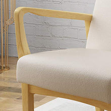 Load image into Gallery viewer, Christopher Knight Home Isaac Mid Century Modern Fabric Arm Chair, Ivory, Walnut